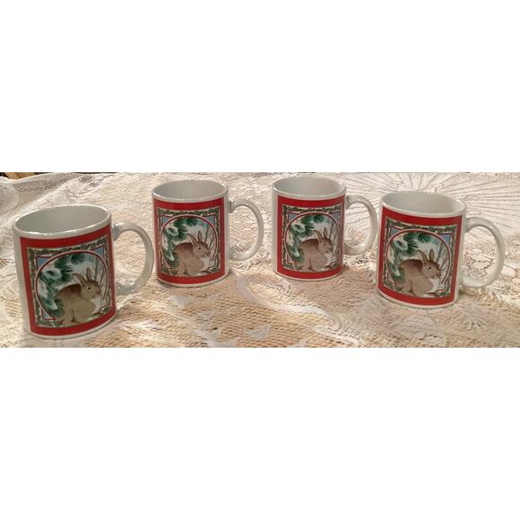 Lot of 4 Vintage National Wildlife Federation Rabbits Coffee Mug Cups - Picture 3 of 10